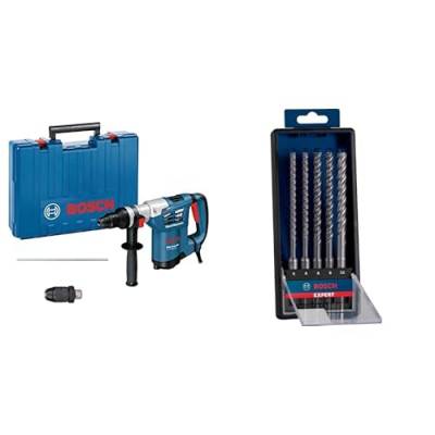 Bosch Professional Bohrhammer GBH 4-32 DFR (900 Watt,SDS-plus, Schlagenergie max: 4,2J Tiefenanschlag: 310 mm, im Koffer) + 3x Expert SDS plus-7X Hammerbohrer Set (für Stahlbeton,Ø6-10 mm, Zubehör) von Bosch Professional