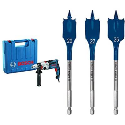 Bosch Professional Schlagbohrmaschine GSB 21-2 RCT (Bohr-Ø in Beton: 13-22 mm, im Koffer) + 7x Expert SelfCut Speed Flachfräsbohrer Set (für Weichholz, Grobspanplatte, Ø 16-32 mm, Zubehör) von Bosch Professional