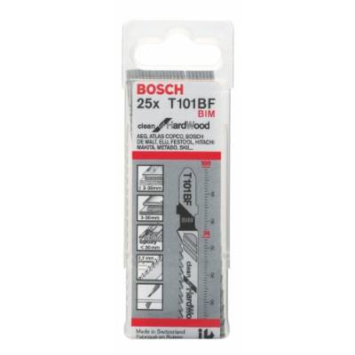 Bosch Professional 25 x Stichsägeblatt T 101 BF Clean for Hard Wood (für hartes Holz, gerader Schnitt, Zubehör Stichsäge) von Bosch Professional