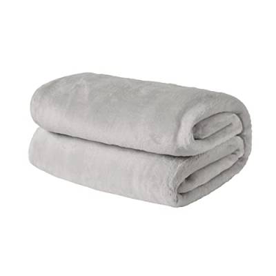 Brentfords Superweiche Flanell-Fleece-Decke, Überwurf, groß, flauschig, warm, Silbergrau – 120 x 150 cm von Brentfords