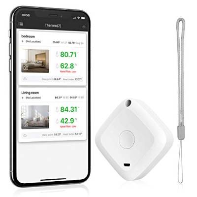 Brifit Bluetooth Thermometer Hygrometer, Kabelloses Mini Thermometer Hygrometer mit Hohen Genauigkeit, Thermometer Innen mit APP, Datenspeicherung für Hausgarage, Gewächshaus, Weinkeller, Büro von Brifit