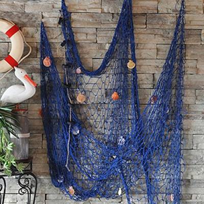 Dekoratives Fischernetz, Wanddekoration mit Muscheln, Schießwand, Bar, Strand, Party, Dekoration, Foto, zum Aufhängen, Größe 1 x 2 m (blau + Muschel) von Brussels08