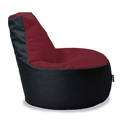 BuBiBag Gamer Sitzsack, Lounge Sessel, Gaming Sitzsäcke, Indoor & Outdoor Kissen für Kinder und Erwachsene (Weinrot-Schwarz;Ø:80cm) von BuBiBag
