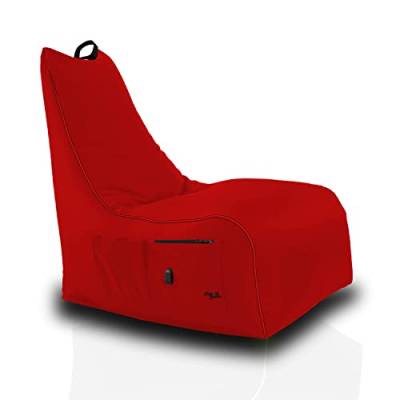 BuBiBag Gaming Sitzsack zum Zocken mit -Kabel & Taschen, Halterung, Game Sessel für Kinder und Erwachsene, Beanbag Indoor und Outdoor - Magic Gambler (Fire Rot) von BuBiBag