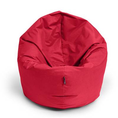 BuBiBag Sitzsack M - XXL 2-in-1 Funktionen mit Füllung Sitzkissen Bodenkissen Kissen Sessel BeanBag (70cm Durchmesser, rot) von BuBiBag