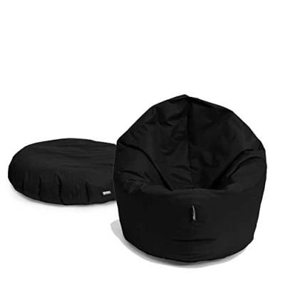 BuBiBag Sitzsack für Kinder und Jugendliche Kinder, Sitzkissen oder als Gaming Sitzsack, geliefert mit Füllung (70 cm Durchmesser, Schwarz) von BuBiBag