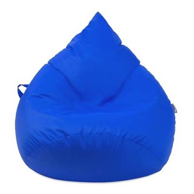Droplet-Lounge Tropfenform Sitzsack mit Füllung | für Kinder Erwachsene | Indoor & Outdoor geeignet | Wasser-& Schmutzabweisend | Sitzkissen Bodenkissen Beanbag (3XL Durchmesser 90 cm, Blau) von BuBiBag