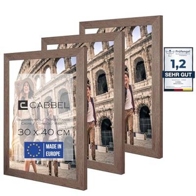 CABBEL 3er Set Bilderrahmen 30x40 cm MDF Holz-Rahmen mit bruchsicherem Acrylglas, ideal für Poster, Portraits in Eiche Dunkel von CABBEL