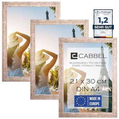 CABBEL 3er Set Bilderrahmen DIN A4 21x30 MDF Holz-Rahmen mit bruchsicherem Acrylglas, ideal für Collagen, Portraits & Urkunden in Birke von CABBEL