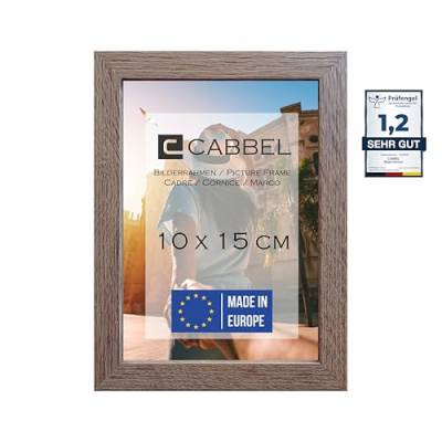 CABBEL Bilderrahmen 10x15 cm, Eiche Dunkel, stabiles MDF-Holz Rahmen, bruchsicherem Plexi-Glas, zum Aufhängen & Aufstellen, ideal für Fotos/Bilder/Collage von CABBEL