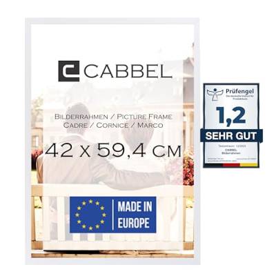 CABBEL Bilderrahmen 42x59,4 cm, Weiß, stabiles MDF-Holz Rahmen, bruchsicherem Plexi-Glas, zum Aufhängen, ideal für Fotos/Bilder/Collage von CABBEL