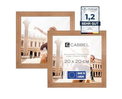 CABBEL Doppelpack (2er Set) Bilderrahmen 20x20 cm, Eiche, stabiles MDF-Holz Rahmen, bruchsicherem Plexi-Glas, zum Aufhängen & Aufstellen, ideal für Fotos/Bilder/Collage von CABBEL