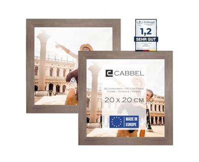 CABBEL Doppelpack (2er Set) Bilderrahmen 20x20 cm, Eiche Dunkel, stabiles MDF-Holz Rahmen, bruchsicherem Plexi-Glas, zum Aufhängen & Aufstellen, ideal für Fotos/Bilder/Collage von CABBEL