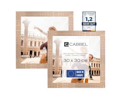 CABBEL Doppelpack (2er Set) Bilderrahmen 30x30 cm, Mokka, stabiles MDF-Holz Rahmen, bruchsicherem Plexi-Glas, zum Aufhängen, ideal für Fotos/Bilder/Collage von CABBEL