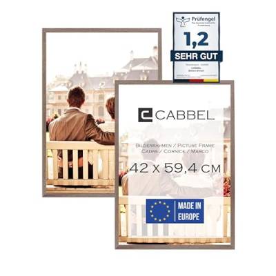 CABBEL Doppelpack (2er Set) Bilderrahmen 42x59,4 cm, Eiche Dunkel, stabiles MDF-Holz Rahmen, bruchsicherem Plexi-Glas, zum Aufhängen, ideal für Fotos/Bilder/Collage von CABBEL