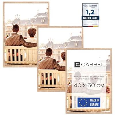 CABBEL Dreierpack (3 Stk.) Bilderrahmen 40x50 cm MDF Holz-Rahmen in Mokka | mit bruchsicherem Plexi-Glas/Modern von CABBEL