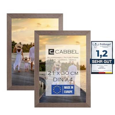 CABBEL Zweierpack (2 Stk.) Bilderrahmen DIN A4 21x30 MDF Holz-Rahmen in Eiche Dunkel | mit bruchsicherem Plexi-Glas/Modern von CABBEL