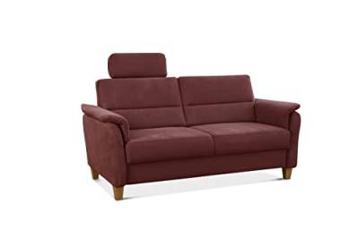 CAVADORE 3er-Sofa Palera mit Federkern / Kompakte Dreisitzer-Couch im Landhaus-Stil / inkl. 1 Kopfstütze / 179 x 89 x 89 / Mikrofaser, Rot von CAVADORE