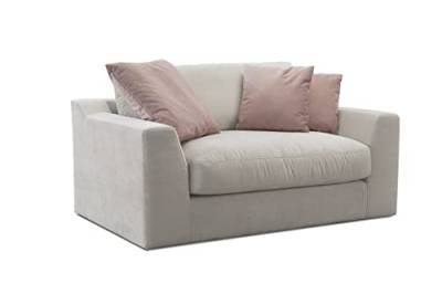 Cavadore Mini-Sofa Fiona / Kleine Couch, Loveseat für 1-2 Personen inkl. Rückenkissen / 161 x 90 x 112 / Creme-Beige von CAVADORE