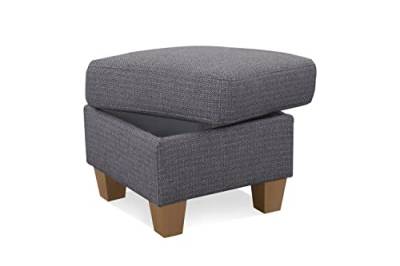 Cavadore Hocker Ammerland / Stauraumhocker mit Holzfüßen, als Fußhocker oder Beistellhocker / 58 x 48 x 58 / Strukturstoff, Grau von CAVADORE