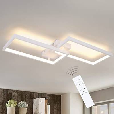 CBJKTX Deckenlampe LED Deckenleuchte Dimmbar mit Fernbedienung 40W Weiß Wohnzimmerlampe aus Metall Modern Design Schlafzimmerlampe küchenlampe für Schlafzimmer Esszimmer Wohnzimmer Flur von CBJKTX