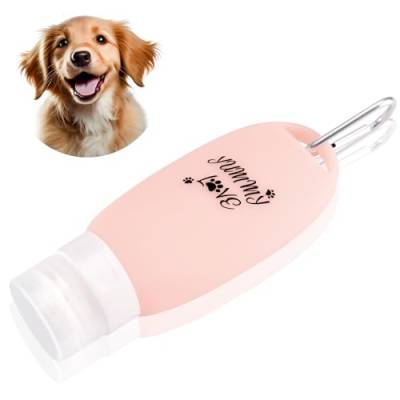 CHCAES Futtertube Hund Befüllbar Tuben für Hunde 90ml mit Karabiner Nassfutter Silikon Reiseflaschen Abfüllflaschen Zubehör für Hundetraining als Belohnung Rosa von CHCAES