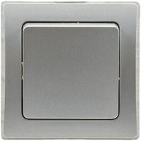 Chilitec - delphi Kreuzschalter, 250V/ 10A mit 1-fach Rahmen Geeignet für Mehrfachrahmen Einsatz 55x55mm Silber Grau von CHILITEC