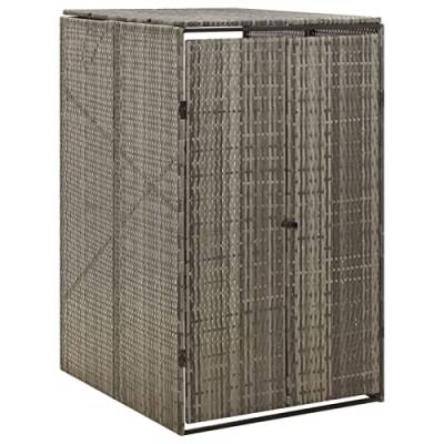 CIADAZ Mülltonnenbox für 1 Tonne, Mülltonnenverkleidung, Gerätebox, Müllbox, Mülltonne, Mülleimer Trennsystem, Mülltonnenboxen,Grau 70x80x117 cm Poly Rattan von CIADAZ