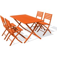 MARIUS - 4-Sitzer-Garten-Essgruppe aus orangefarbenem Aluminium - CITY GARDEN - Orange von CITYGARDEN