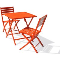 Marius - 2-Sitzer-Garten-Essgruppe aus orangefarbenem Aluminium - city garden - Orange von CITYGARDEN