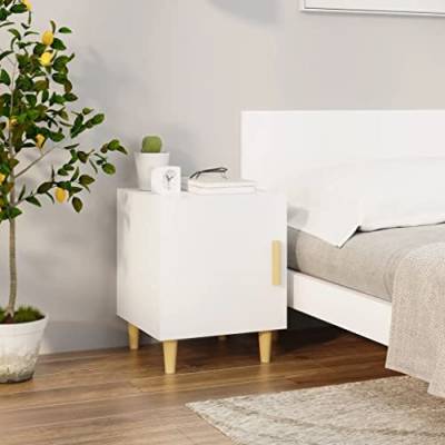 CKioict Modern Nachtkästchen Beistelltisch Einfach zu montieren Nachttisch Hochglanz-Weiß Holzwerkstofffür Schlafzimmer, Wohnzimmer von CKioict