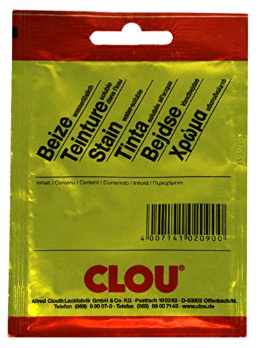 CLOU Beize wasserlöslich, 5er Pack Beutelbeize - Farbwahl - 166 nussbaum hell von CLOU