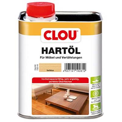 CLOU Hartöl: Zur Renovierung und Pflege von stark beanspruchtem Massivholz, z.B. Treppen, Möbel und Parkett, farblos, 0,75 L von CLOU