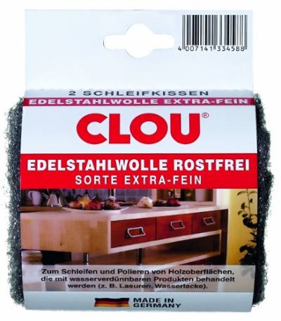 Edelstahlwolle Schleifkissen (1 Pack = 2 Stk.) von CLOU