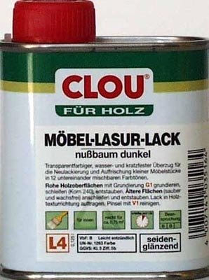 Möbel-Lasur-Lack L4 nussb.dkl. 0,125 L von CLOU