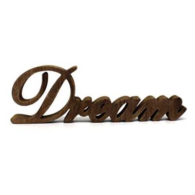 CVHOMEDECO. Rustikales Vintage Distressed Holz Wort Zeichen freistehend "Dream" Tischplatte/Regal/Home Wall/Büro Dekoration Kunst, 35,6 x 10,8 x 2,5 cm von CVHOMEDECO.