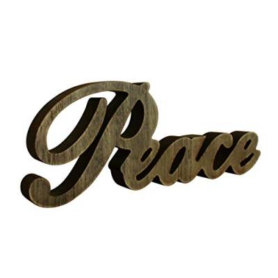 CVHOMEDECO. Rustikales Vintage Distressed Holz Wort Zeichen freistehend "Peace" Tischplatte/Regal/Home Wall/Büro Dekoration Kunst, 27,9 x 10,8 x 2,5 cm von CVHOMEDECO.