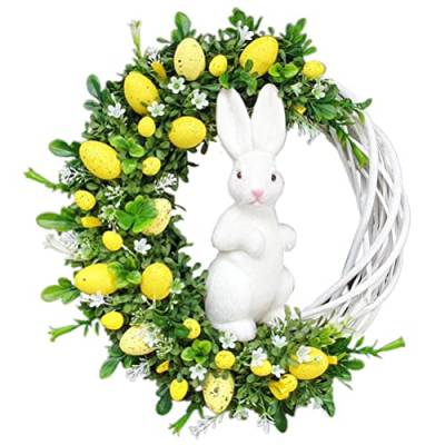 Osterkranz mit Osterei Hase, Osterhasen-Ei-Kranz aus Acryl, Künstliche Ostern Kranz Ostertür Dekorationen Kranz Türkranz, Osterhasenkranz Ostern Wandbehang Ornament Ostern Deko von CaCaCook