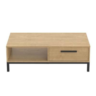 Demeyere Couchtisch für Wohnzimmer – 1 Schublade & 1 Nische – Craft, Holzwerkstoff, Chene Hamilton/Schwarz, L 110,4 x P 50 x H 36,9 cm von Demeyere