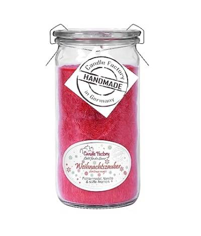 Candle Factory Mini Jumbo Duftkerze aus pflanzlichem Stearin im hitzebeständigen Glas der Marke Weck®, ca. 70h Brennzeit, Duft: Weihnachtszauber von Candle Factory