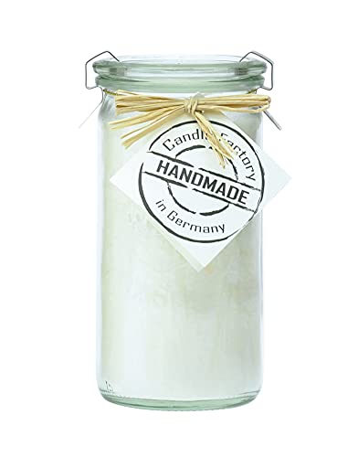 Candle Factory Mini Jumbo Duftkerze aus pflanzlichem Stearin im hitzebeständigen Glas der Marke Weck®, ca. 70h Brennzeit, Duft: duftneutral von Candle Factory