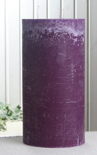 Rustik-Dreidochtkerze, 30 x 15 cm Ø, lila-violett von CandleCorner Rustik-Kerzen