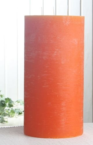 Rustik-Dreidochtkerze, 30 x 15 cm Ø, mandarin-orange von CandleCorner Rustik-Kerzen