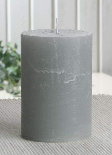Rustik-Stumpenkerze, 10 x 7 cm Ø, grau von CandleCorner Rustik-Kerzen