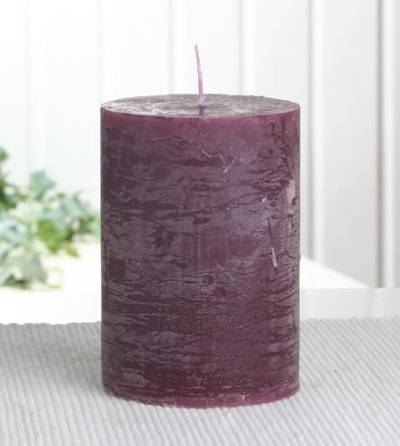 Rustik-Stumpenkerze, 10 x 7 cm Ø, pflaume-burgund von CandleCorner Rustik-Kerzen