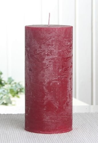 Rustik-Stumpenkerze, 15 x 7 cm Ø, rubinrot-bordeaux von CandleCorner Rustik-Kerzen
