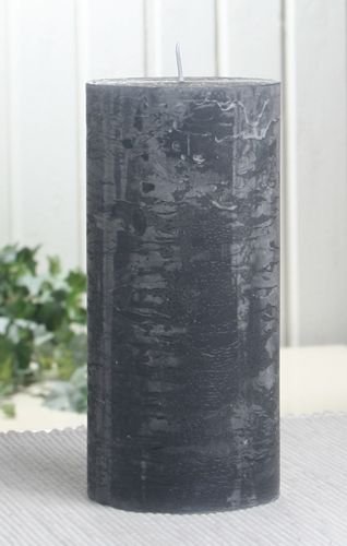 Rustik-Stumpenkerze, 15 x 7 cm Ø, anthrazith-schwarz von CandleCorner Rustik-Kerzen