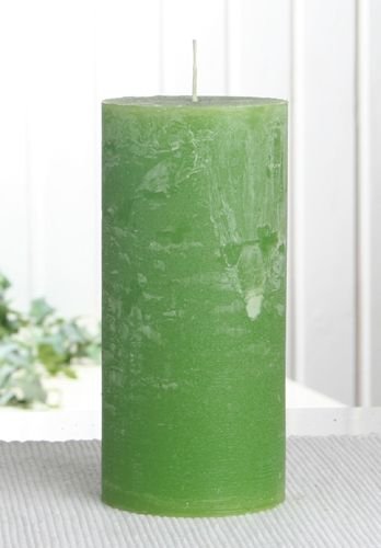Rustik-Stumpenkerze, 15 x 7 cm Ø, apfelgrün von CandleCorner Rustik-Kerzen