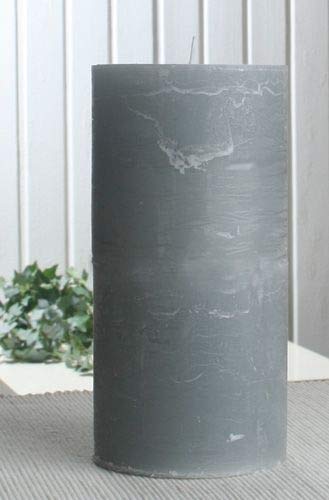 Rustik-Stumpenkerze, 20 x 10 cm Ø, grau von CandleCorner Rustik-Kerzen