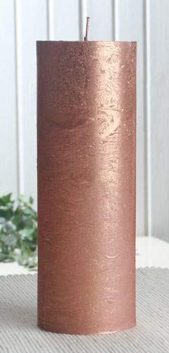 Rustik-Stumpenkerze, 20 x 7 cm Ø, Kupfer-metallic von CandleCorner Rustik-Kerzen